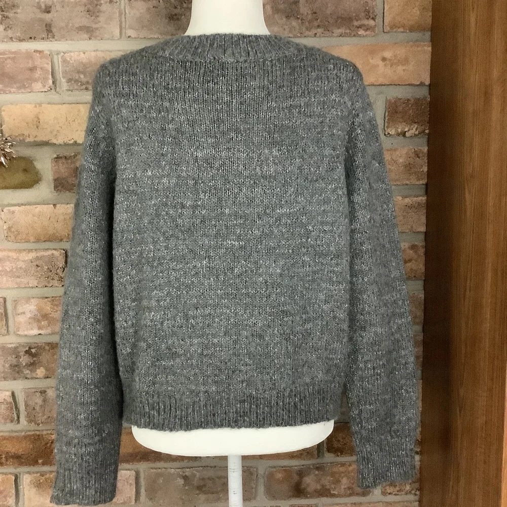 Cliche’ Pom Pom Gray Marled-Knit Wool Sweater 185